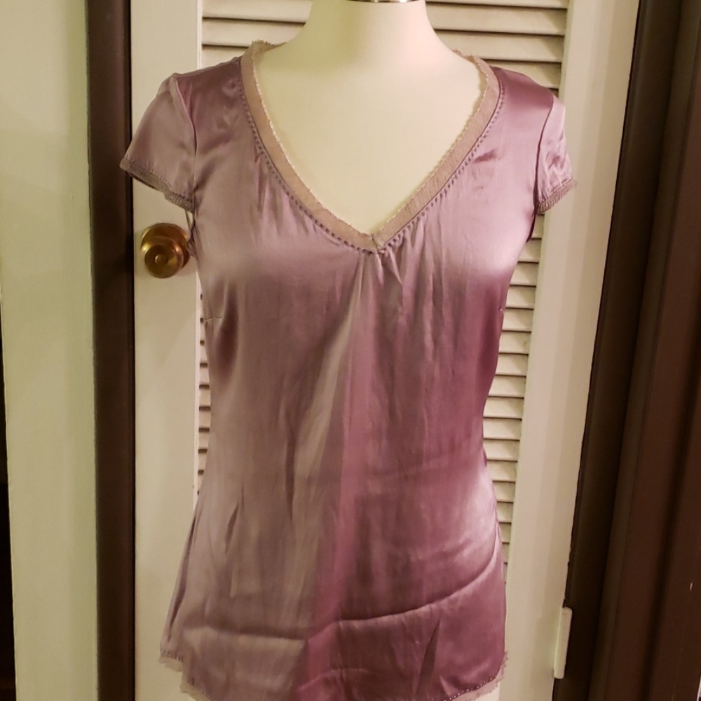 Elie Tahari Lace V Neck Blouse